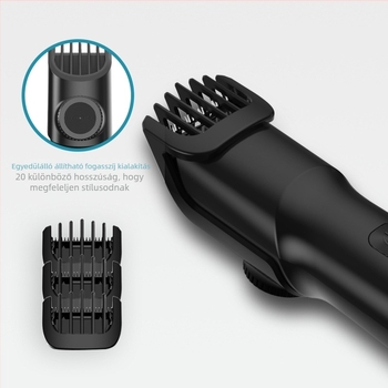 PR-8010 elektromos hajvágó otthoni és fodrászati használatra, szénkefe nélküli motor, rozsdamentes acél vágófej, beépített 500–800 mAh akkumulátor, vízálló