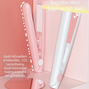 Kétfunkciós hajkiegyenesítő és göndörítő vas kerámia bevonatú fűtőfelület, <15 mm hővezető átmérő, 15 szintű hőmérséklet-szabályozás, 220V-os csatlakozás, 20W