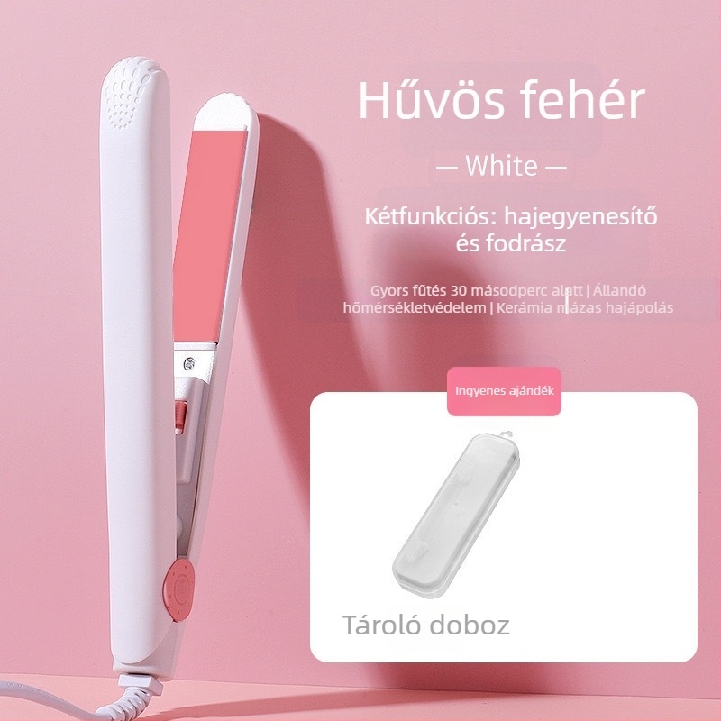 Kétfunkciós hajkiegyenesítő és göndörítő vas kerámia bevonatú fűtőfelület, <15 mm hővezető átmérő, 15 szintű hőmérséklet-szabályozás, 220V-os csatlakozás, 20W