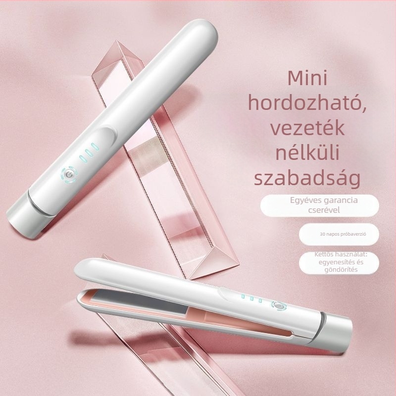 Vezeték nélküli, újratölthető 3-az-1-ben hajvasaló – egyenesítés és göndörítés, kompakt, környezetbarát ötvözetből készült fűtőelem