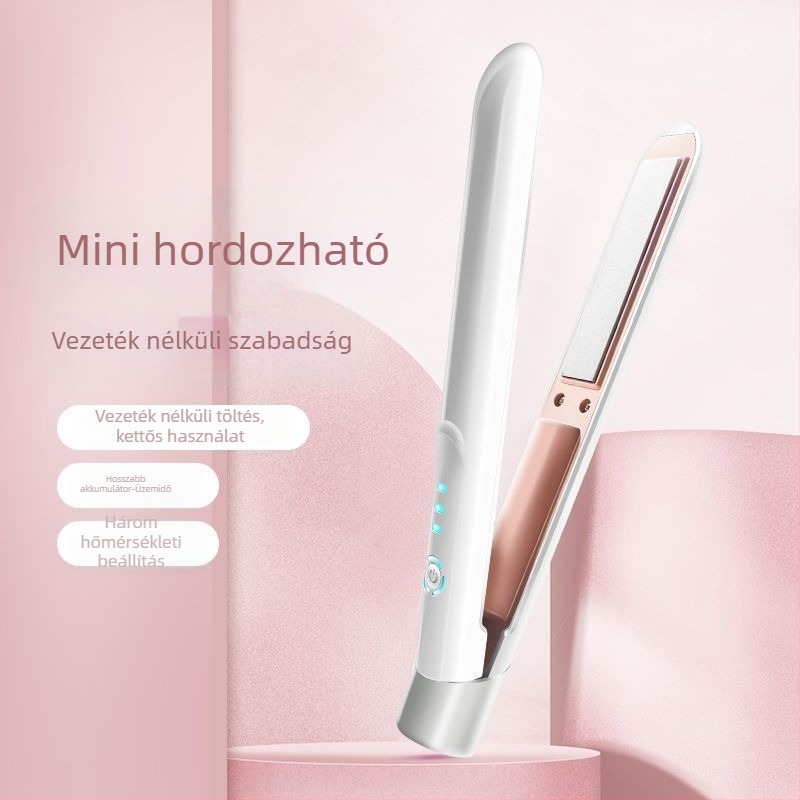 Vezeték nélküli, újratölthető 3-az-1-ben hajvasaló – egyenesítés és göndörítés, kompakt, környezetbarát ötvözetből készült fűtőelem