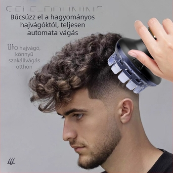 Otthoni használatra szánt vezeték nélküli hajvágó, beépített akkumulátor 1200-2000mAh, üzemidő 3-6 óra, rozsdamentes acél pengék, LED kijelző, vízálló