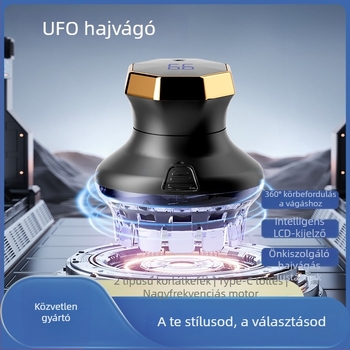 Otthoni használatra szánt vezeték nélküli hajvágó, beépített akkumulátor 1200-2000mAh, üzemidő 3-6 óra, rozsdamentes acél pengék, LED kijelző, vízálló