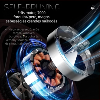 Otthoni használatra szánt vezeték nélküli hajvágó, beépített akkumulátor 1200-2000mAh, üzemidő 3-6 óra, rozsdamentes acél pengék, LED kijelző, vízálló