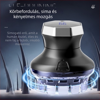 Otthoni használatra szánt vezeték nélküli hajvágó, beépített akkumulátor 1200-2000mAh, üzemidő 3-6 óra, rozsdamentes acél pengék, LED kijelző, vízálló