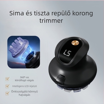 Férfiaknak hordozható elektromos hajvágó, brushless motor, rozsdamentes acél pengék, beépített akkumulátor 1200–2000 mAh, levehető és mosható pengefej, vízálló