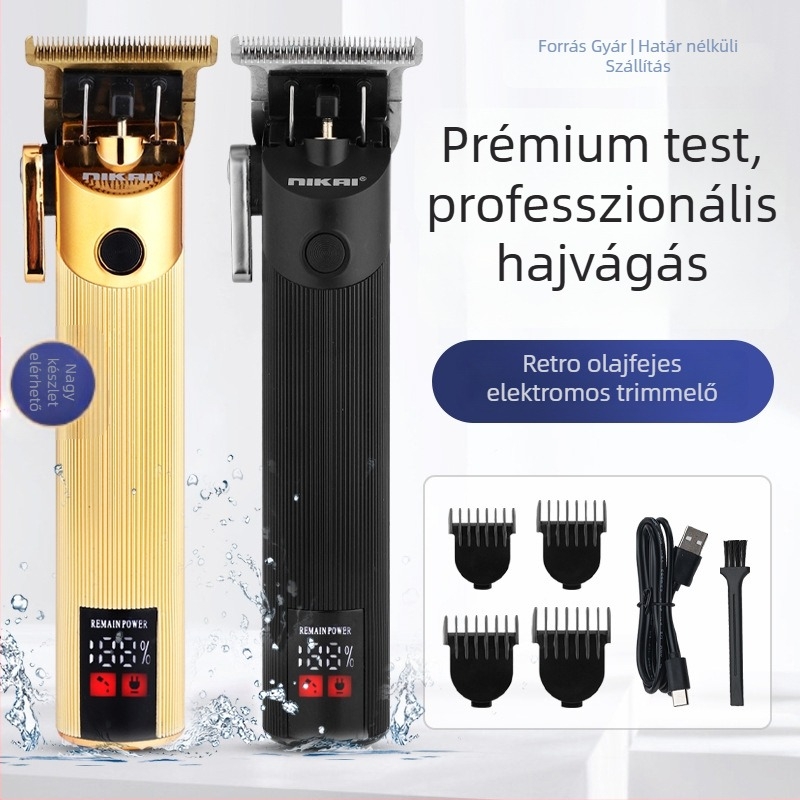 Elektromos hajvágó brushless motorral, rozsdamentes acél pengével, beépített akkumulátor, 1–3 órás üzemidő