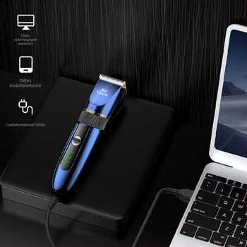 USB-töltéses elektromos hajvágó, titánötvözet pengével, beépített akkumulátor 500–800 mAh, 5 W