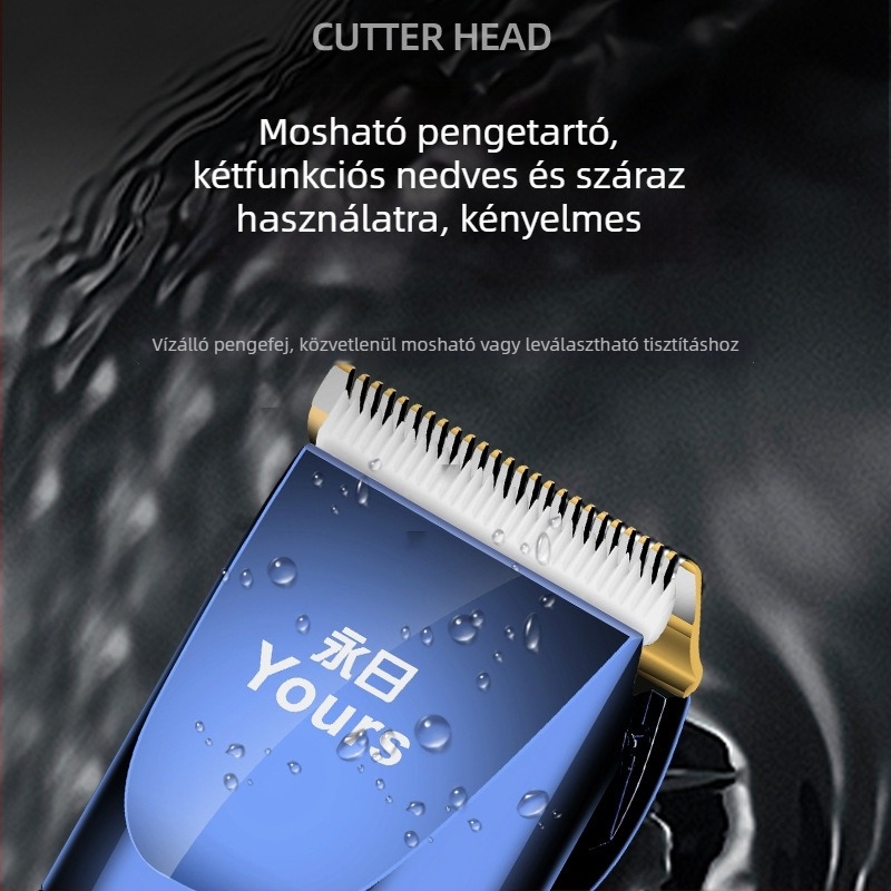 USB-töltéses elektromos hajvágó, titánötvözet pengével, beépített akkumulátor 500–800 mAh, 5 W