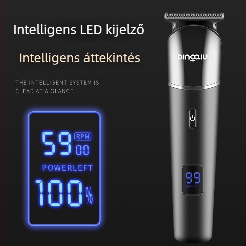Elektromos hajvágó készlet, brushless motor, rozsdamentes acél pengék, vízálló és teljesen mosható, cserélhető akkumulátor 1000–1200 mAh, üzemidő 1–3 óra