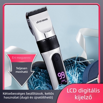 T777 elektromos hajvágó — kerámia penge, beépített akkumulátor 1200–2000mAh, üzemidő 1–3 óra, 12W kefés motor, teljes testben mosható