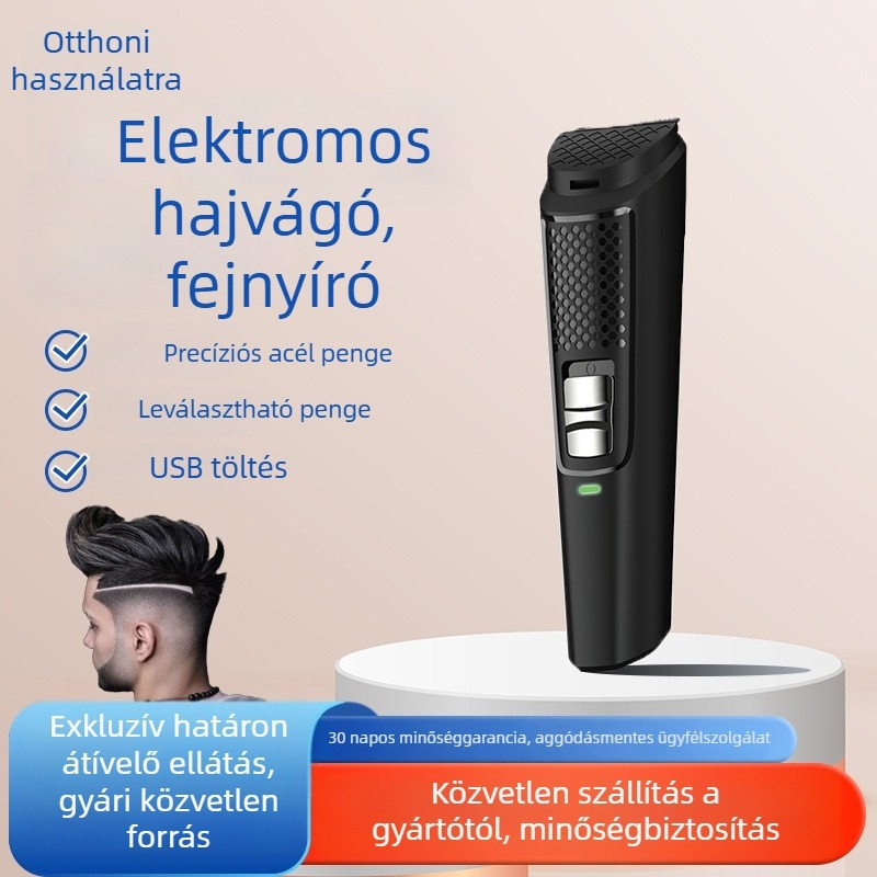 Férfi hajvágó - újratölthető, rozsdamentes acél pengék, levehető és mosható pengefej, feszültség ≤ 36V