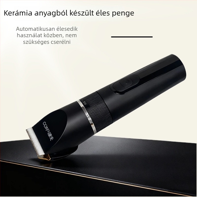 Kangfu hajvágó – professzionális szalon elektromos hajvágó férfiak számára, újratölthető, kettős energiaellátású, kerámia pengék, kefés motor, mosható penge, 1–3 óra üzemidő