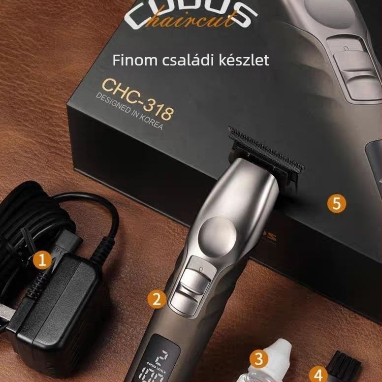 Professzionális állati hajvágó – brushless motor, rozsdamentes acél pengék, adapteres tápegység (beépített akkumulátor nélkül), tisztítás kefével