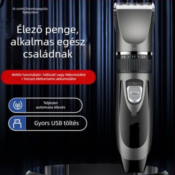 Elektromos hajvágó – kefés motor, rozsdamentes acél pengék, automatikus tisztítás, cserélhető akkumulátor, univerzális használat