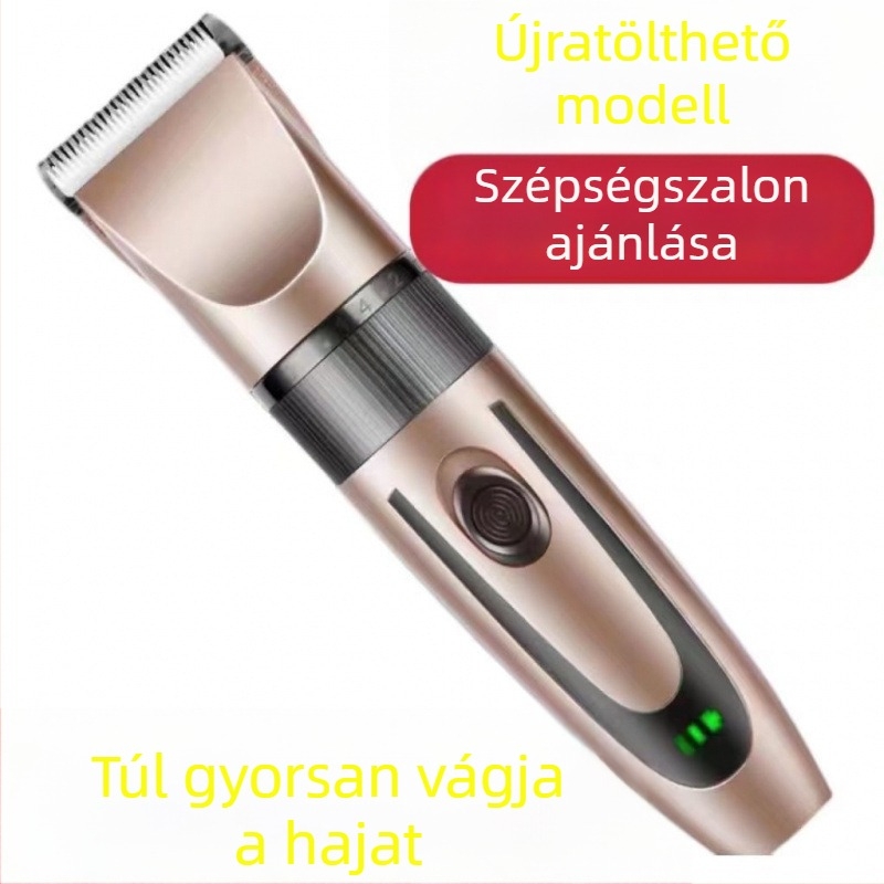 Elektromos hajvágó – kefés motor, rozsdamentes acél pengék, automatikus tisztítás, cserélhető akkumulátor, univerzális használat