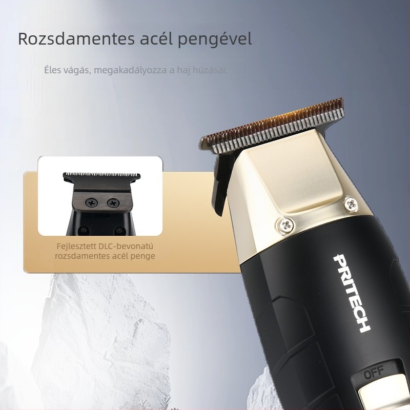 Professzionális hajvágó gép, újratölthető, kefés motorral, rozsdamentes acél pengékkel, beépített akkumulátor 500–800 mAh, üzemidő 1–3 óra