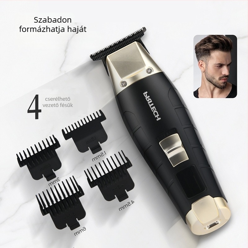 Professzionális hajvágó gép, újratölthető, kefés motorral, rozsdamentes acél pengékkel, beépített akkumulátor 500–800 mAh, üzemidő 1–3 óra