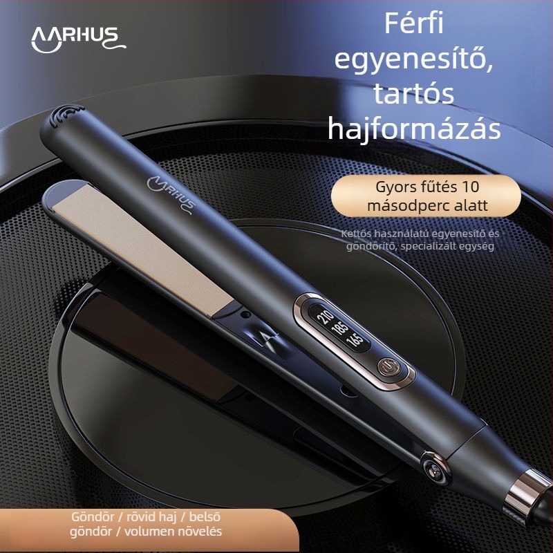 Kétfunkciós hajkiegyenesítő és göndörítővas titánbevonattal, 16–20 mm átmérőjű hővezető, 3‑szintű hőmérséklet-szabályozás, 40 W, 220 V