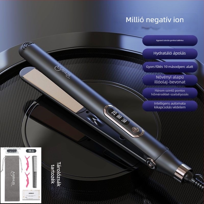 Kétfunkciós hajkiegyenesítő és göndörítővas titánbevonattal, 16–20 mm átmérőjű hővezető, 3‑szintű hőmérséklet-szabályozás, 40 W, 220 V
