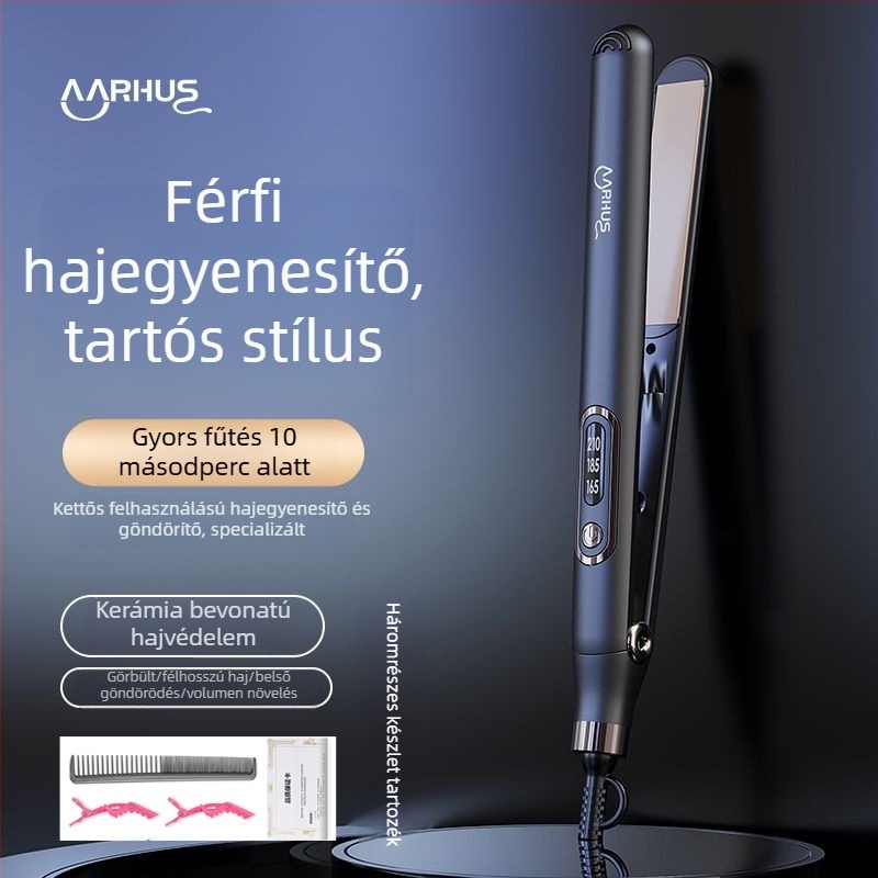 Kétfunkciós hajkiegyenesítő és göndörítővas titánbevonattal, 16–20 mm átmérőjű hővezető, 3‑szintű hőmérséklet-szabályozás, 40 W, 220 V