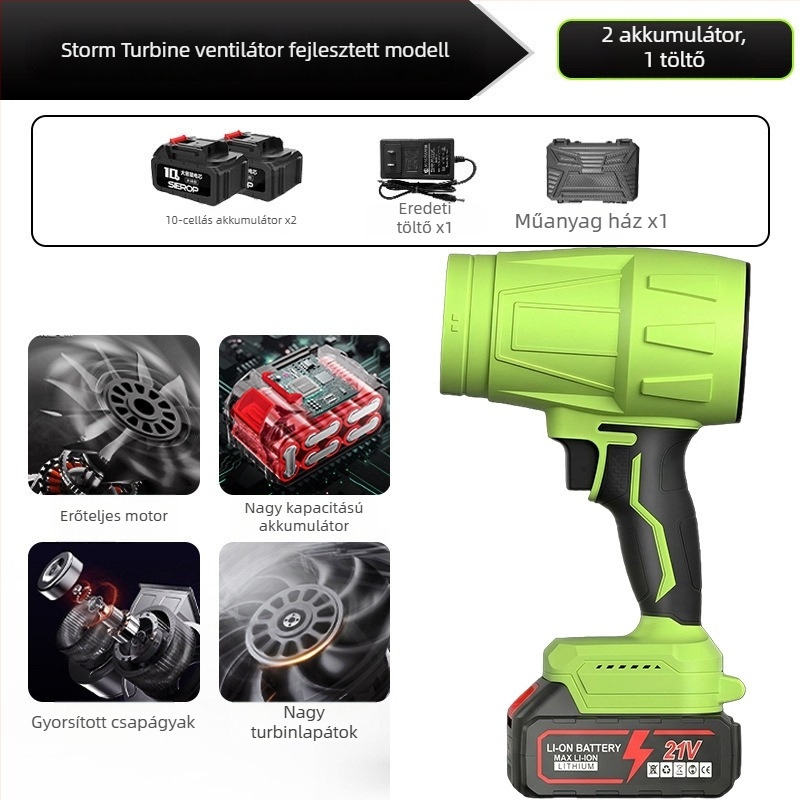 Ipari vezeték nélküli légfúvó 21V Li-ion akkumulátorral, porbeszívó készülék nélkül