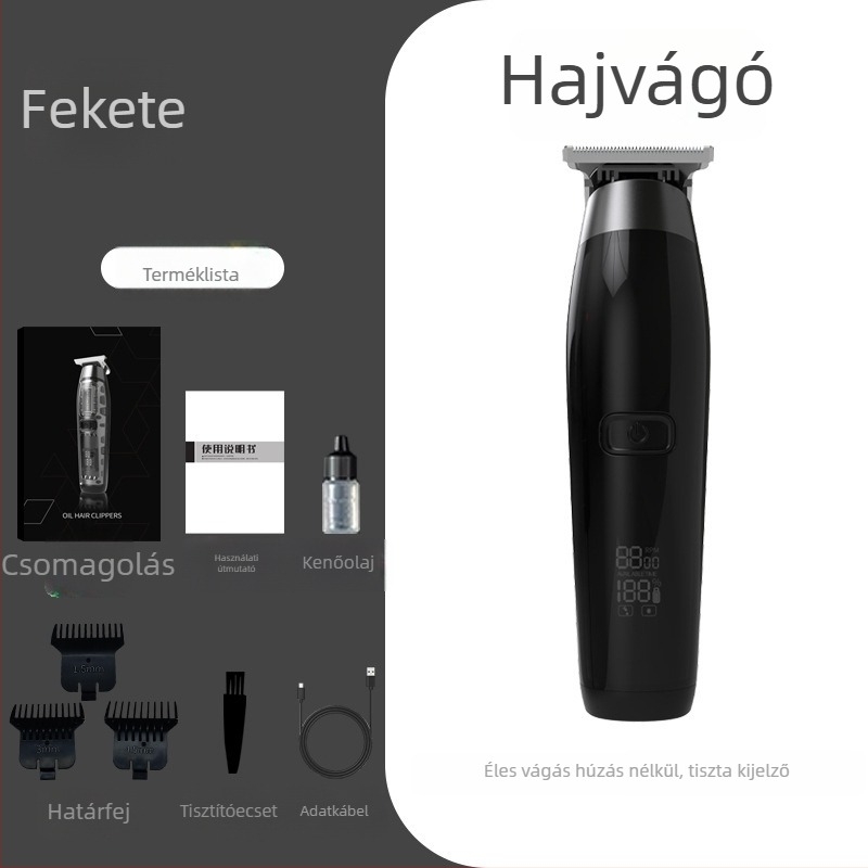 Beépített akkumulátoros elektromos hajvágó, kettős tápegység, kefés motor, kerámia penge, zaj 36–45 dB