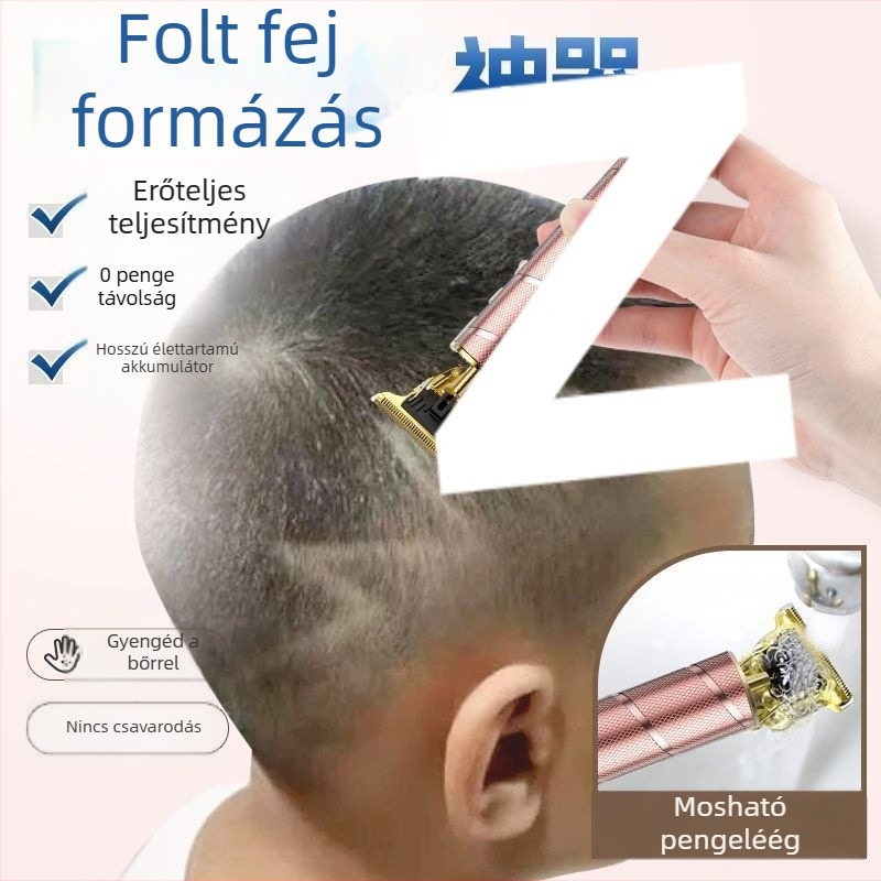 Újratölthető hajvágó, brushless motor, rozsdamentes acél pengék, kefés tisztítás