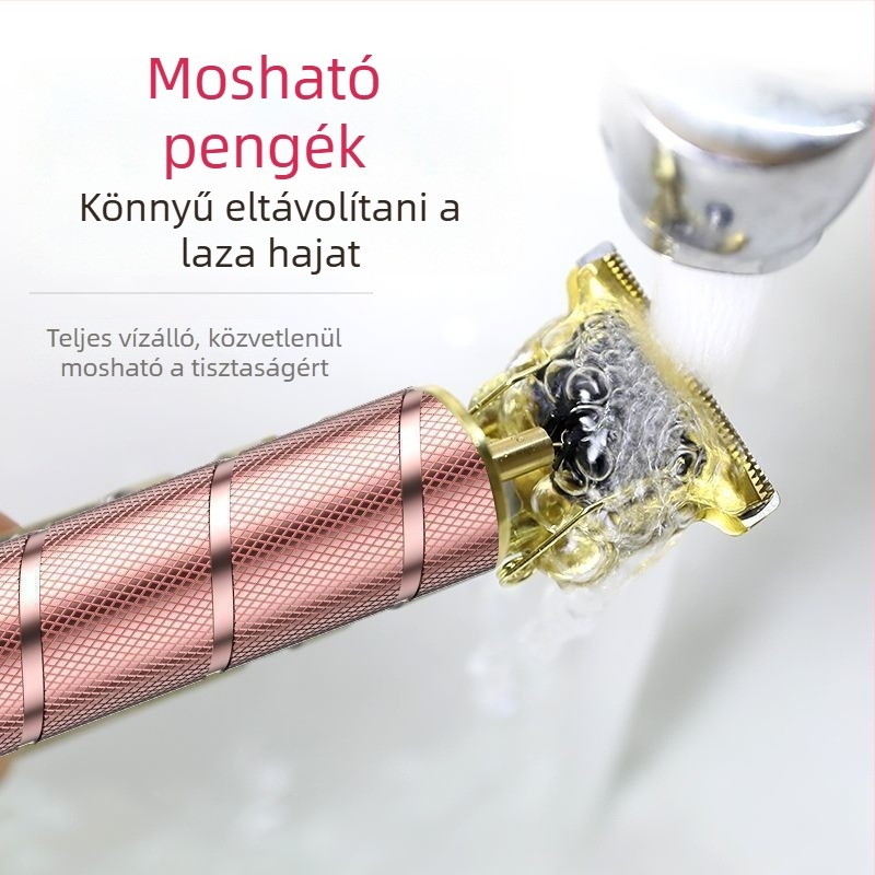 Újratölthető hajvágó, brushless motor, rozsdamentes acél pengék, kefés tisztítás