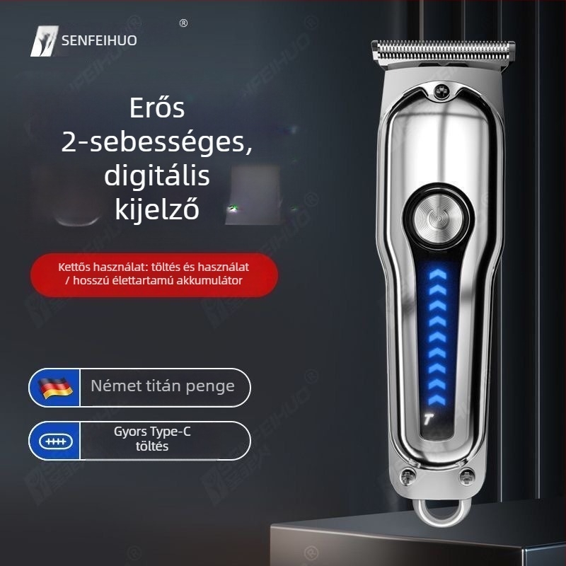 Elektromos hajvágó - beépített akkumulátor 500-800 mAh; üzemidő 3-6 óra; rozsdamentes acél vágófej; vízálló; zaj 36-45 dB