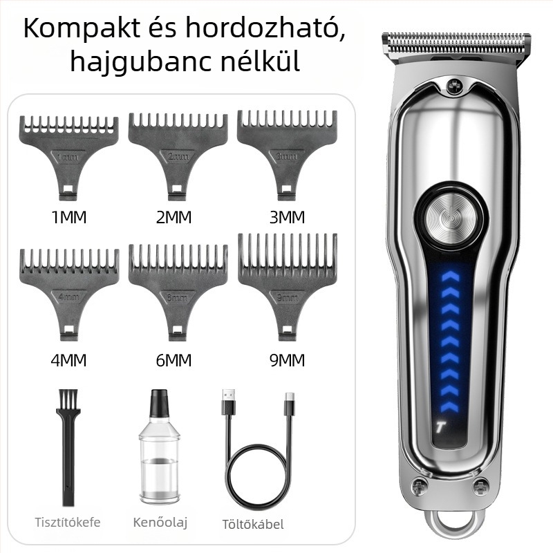 Elektromos hajvágó - beépített akkumulátor 500-800 mAh; üzemidő 3-6 óra; rozsdamentes acél vágófej; vízálló; zaj 36-45 dB