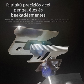 Elektromos hajvágó karcoláshoz – AUX-S2, kettős energiaellátás (töltés/ hálózati), acél vágófej, levehető és mosható fej