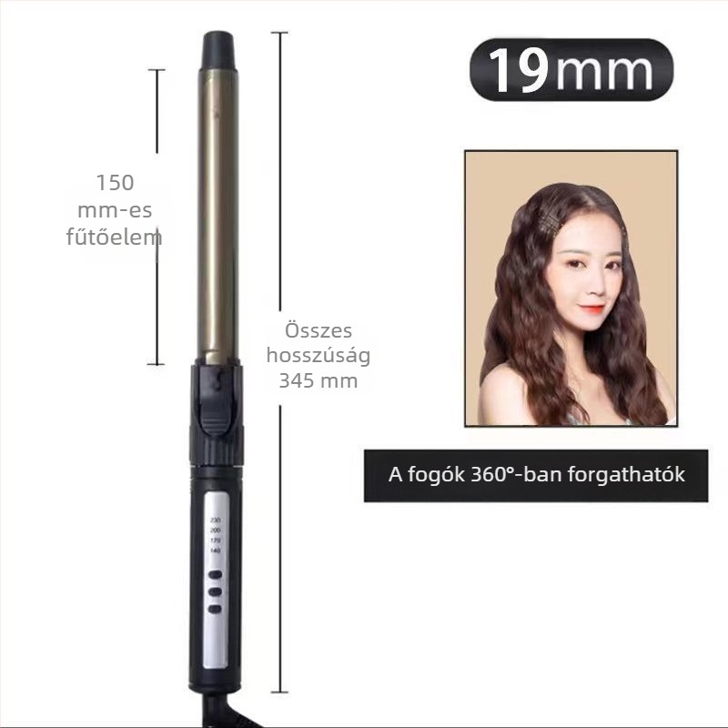 Professzionális forgó curlingvas stúdióhoz, nagy átmérőjű, 31 mm és afölötti; három az egyben: szárítás, göndörítés, egyenesítés; turmalin-keramikus hővezető; állítható hőmérséklet
