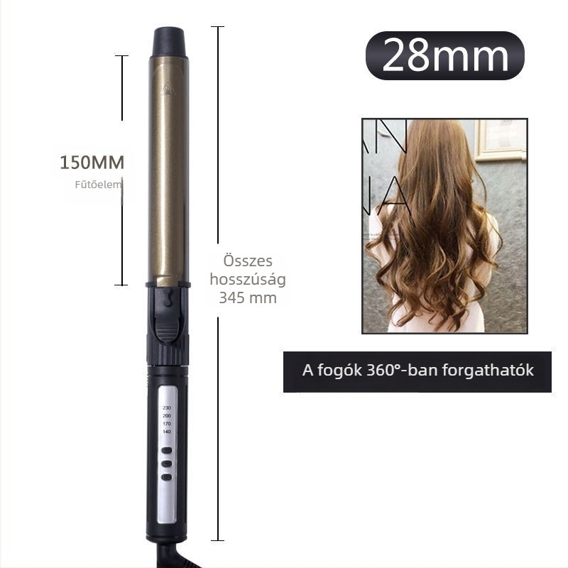 Professzionális forgó curlingvas stúdióhoz, nagy átmérőjű, 31 mm és afölötti; három az egyben: szárítás, göndörítés, egyenesítés; turmalin-keramikus hővezető; állítható hőmérséklet