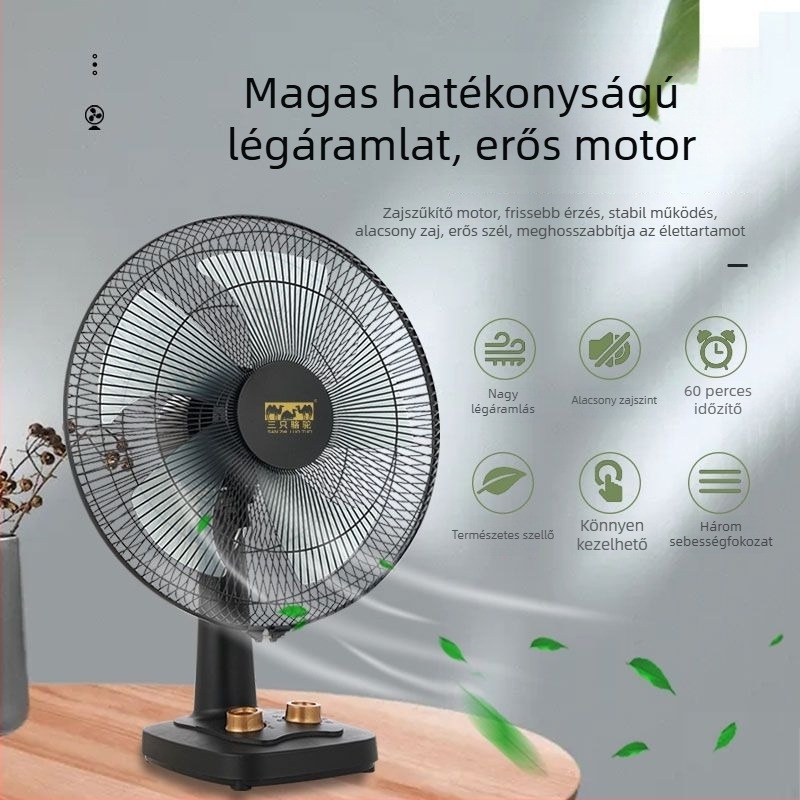 Összecsukható asztali ventilátor 3 sebességgel, USB-tápellátás, levehető akkumulátor 300–500 mAh, zaj 36 dB alatt