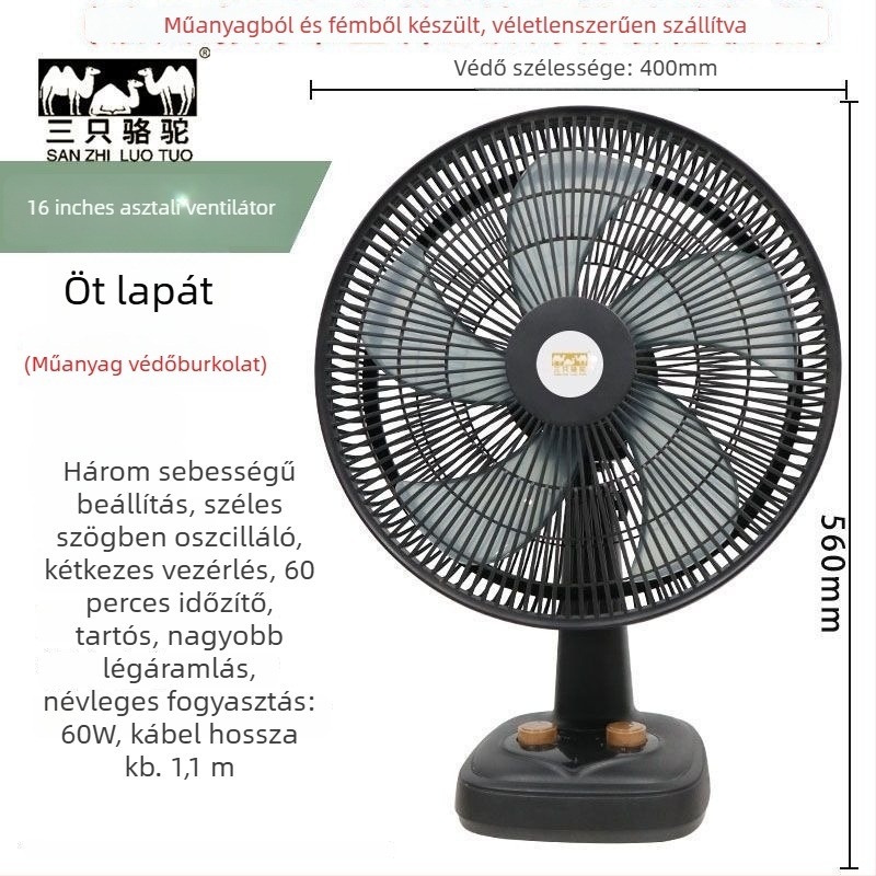 Összecsukható asztali ventilátor 3 sebességgel, USB-tápellátás, levehető akkumulátor 300–500 mAh, zaj 36 dB alatt