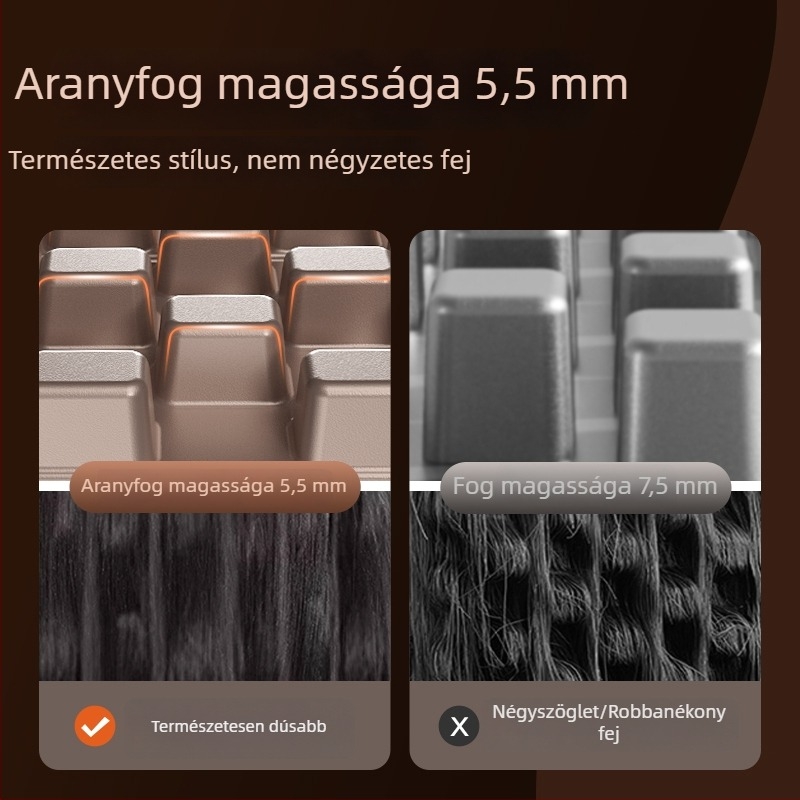 Három az egyben hajformázó eszköz száraz, göndör és egyenes hajra; turmalin-kerámia henger, 31 mm-es vagy nagyobb átmérő; vezeték nélküli Li-ion akkumulátor