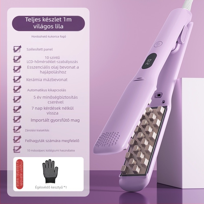 Három az egyben hajformázó eszköz száraz, göndör és egyenes hajra; turmalin-kerámia henger, 31 mm-es vagy nagyobb átmérő; vezeték nélküli Li-ion akkumulátor