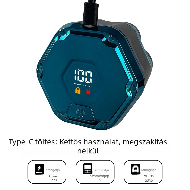 Férfiak számára újratölthető elektromos borotva hét pengés fejjel, vízálló a test teljes mosásához, beépített 1200–2000 mAh akkumulátor, Type-C töltés, digitális kijelző
