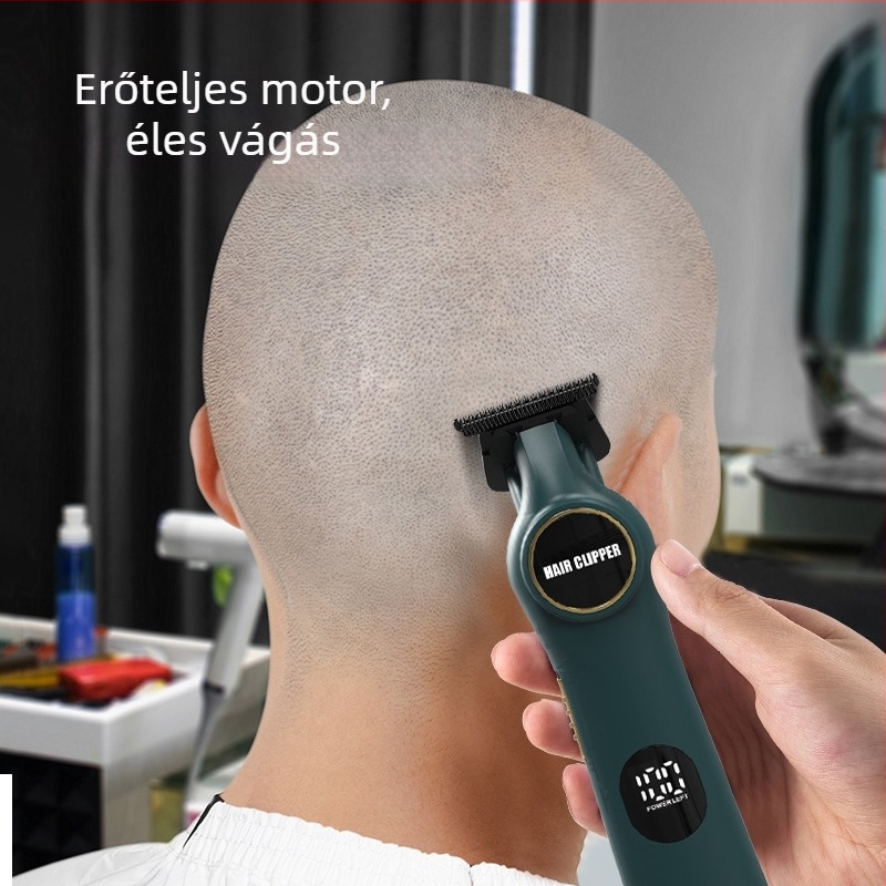 Fodrászati hajvágó digitális kijelzővel, újratölthető, motor kefés, rozsdamentes acél pengék, beépített akkumulátor