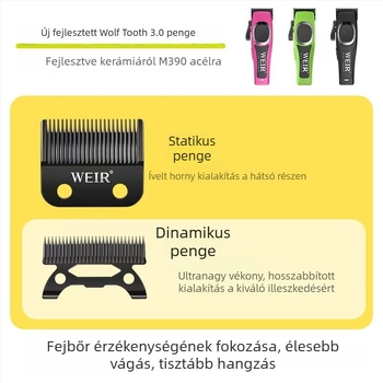 Professzionális hajvágó férfiaknak – újratölthető, kefés motor, rozsdamentes acél pengék, beépített akkumulátor, alacsony zajszint 36–45 dB