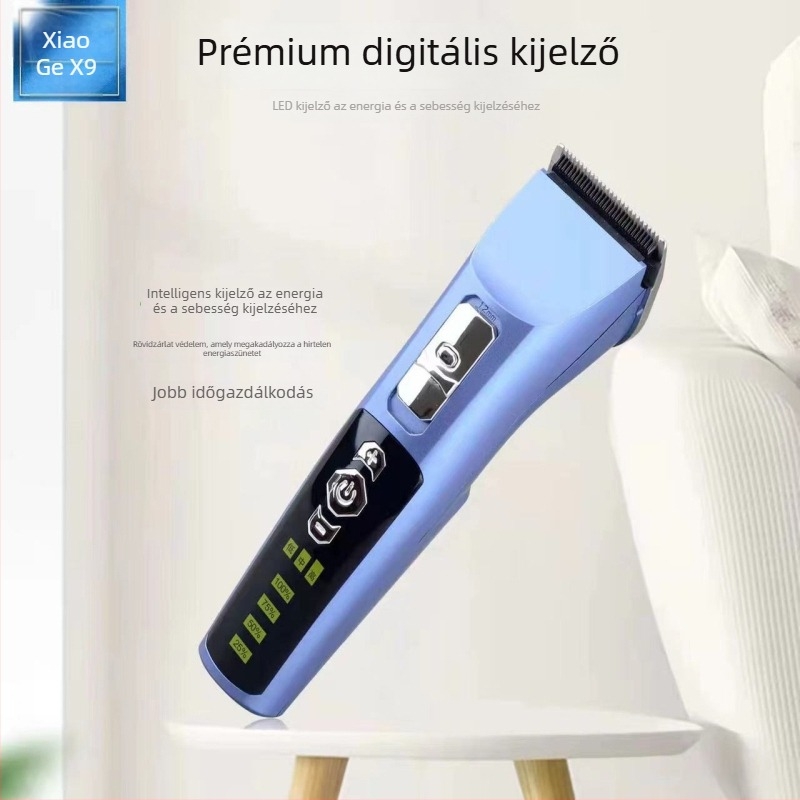 X9 elektromos hajvágó három sebességfokozattal és rozsdamentes acél vágófejjel, beépített 2000–4000 mAh akkumulátor, kefés motor, mosható