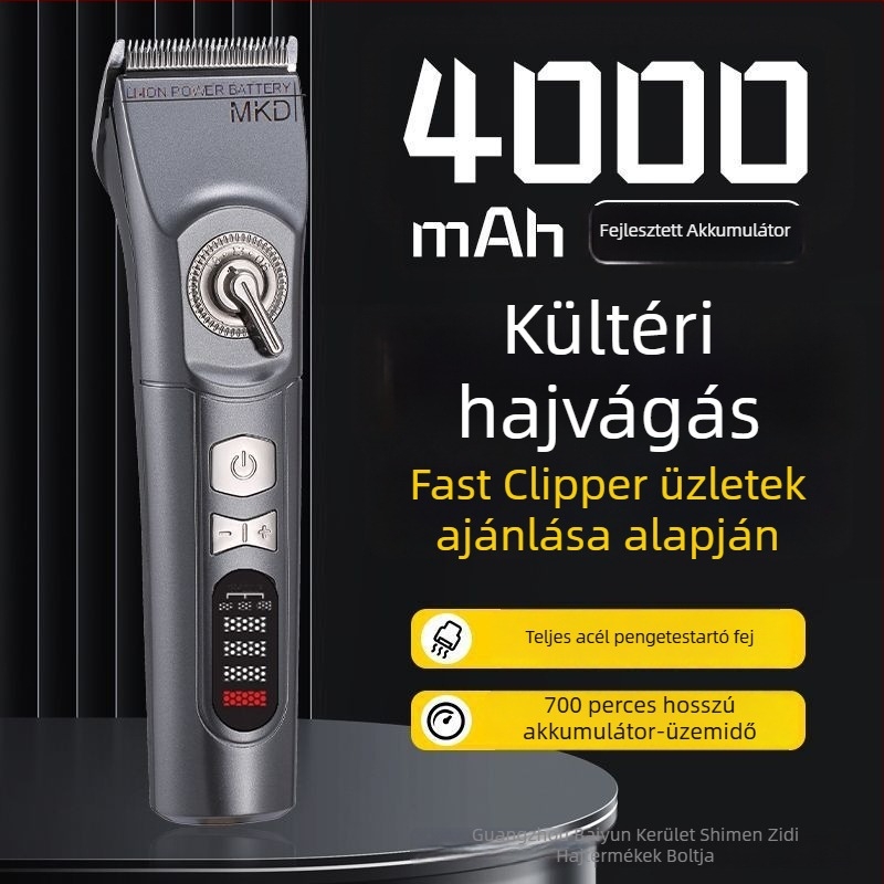 Mekadi Elektromos haja vágó - professzionális szalonminőség, beépített 4000-6000 mAh akkumulátor, kefés motor, rozsdamentes acél pengék, csendes működés (<=36 dB), vízálló
