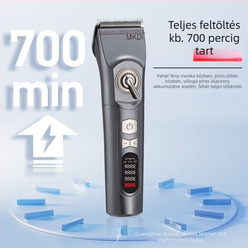Mekadi Elektromos haja vágó - professzionális szalonminőség, beépített 4000-6000 mAh akkumulátor, kefés motor, rozsdamentes acél pengék, csendes működés (<=36 dB), vízálló