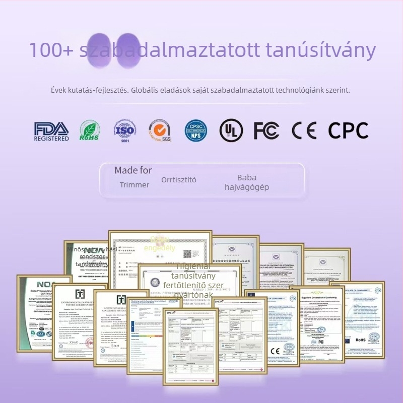 Elektromos testszőr-nyíró kerámia pengekkel, vízálló, beépített 500–800 mAh akkumulátor, 1–3 órás üzemidő, levehető, mosható fej