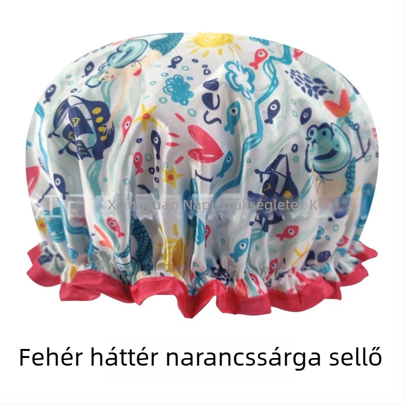 Felnőtteknek szóló dupla rétegű szatén-PEVA zuhanysapka, vízálló, pasztorális stílus, 40 g