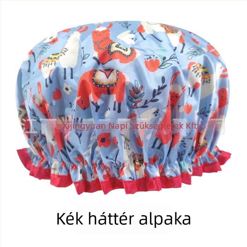 Felnőtteknek szóló dupla rétegű szatén-PEVA zuhanysapka, vízálló, pasztorális stílus, 40 g