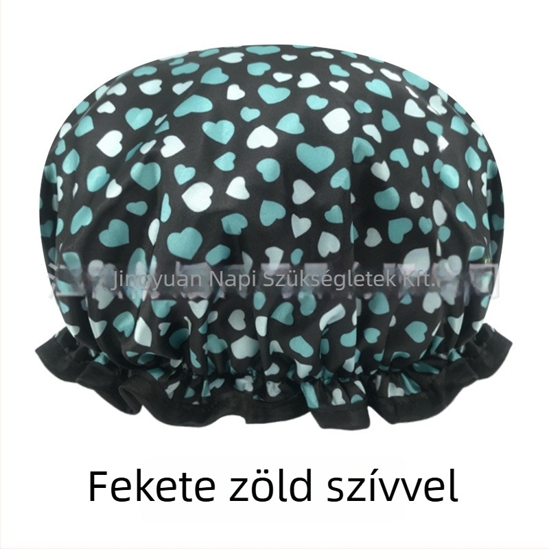 Felnőtteknek szóló dupla rétegű szatén-PEVA zuhanysapka, vízálló, pasztorális stílus, 40 g