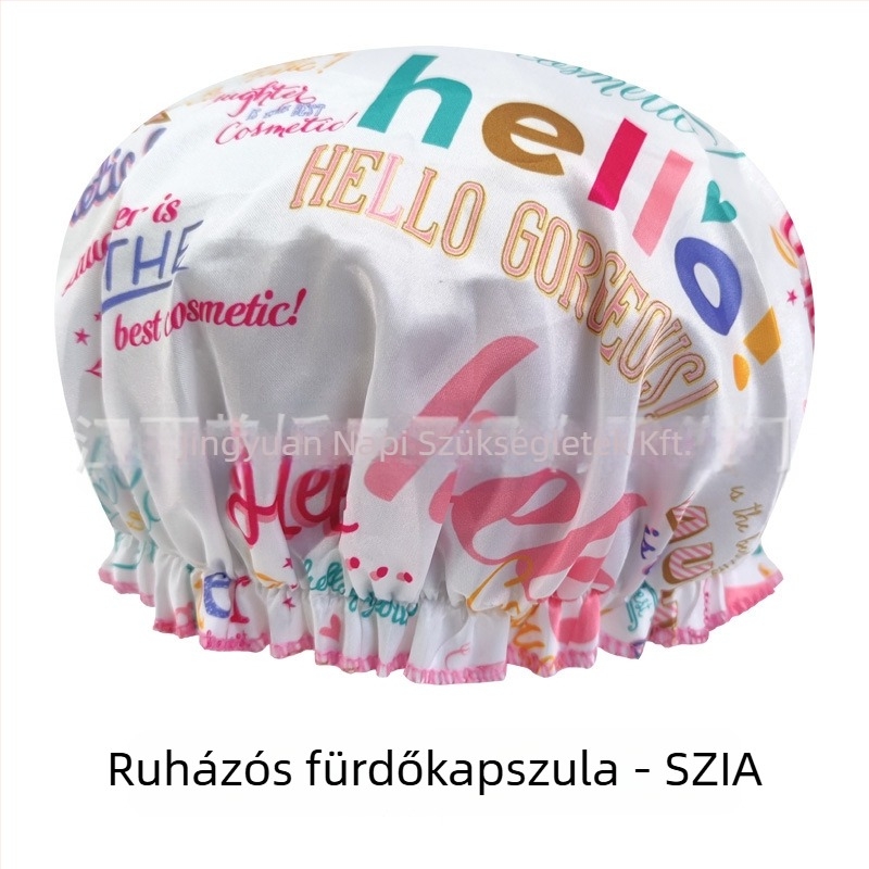 Felnőtteknek szóló dupla rétegű szatén-PEVA zuhanysapka, vízálló, pasztorális stílus, 40 g