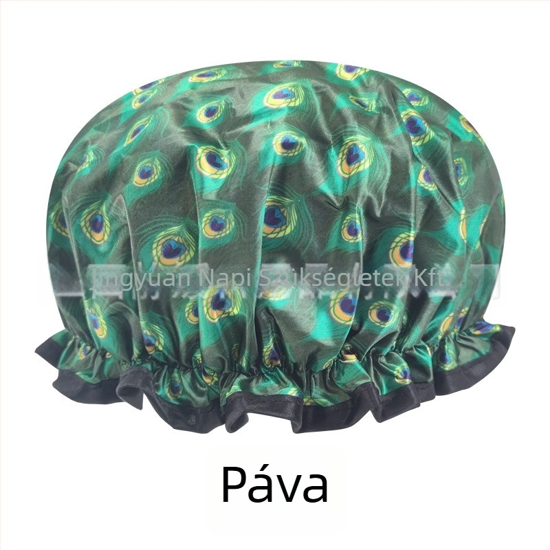Felnőtteknek szóló dupla rétegű szatén-PEVA zuhanysapka, vízálló, pasztorális stílus, 40 g